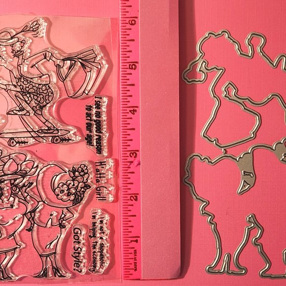 #198 STAMP & DIE SET: FUNNY LADIES, FRIENDSHIP, SHOPPING, BIRTHDAY - Picture 5 of 5